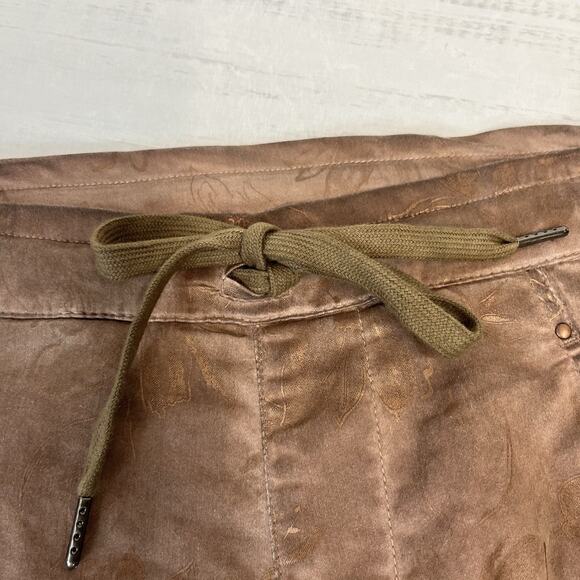 Alembika Pants size 1 (6/8) Brown Shimmery Floral Stretch Artsy Straight Leg - Picture 5 of 9